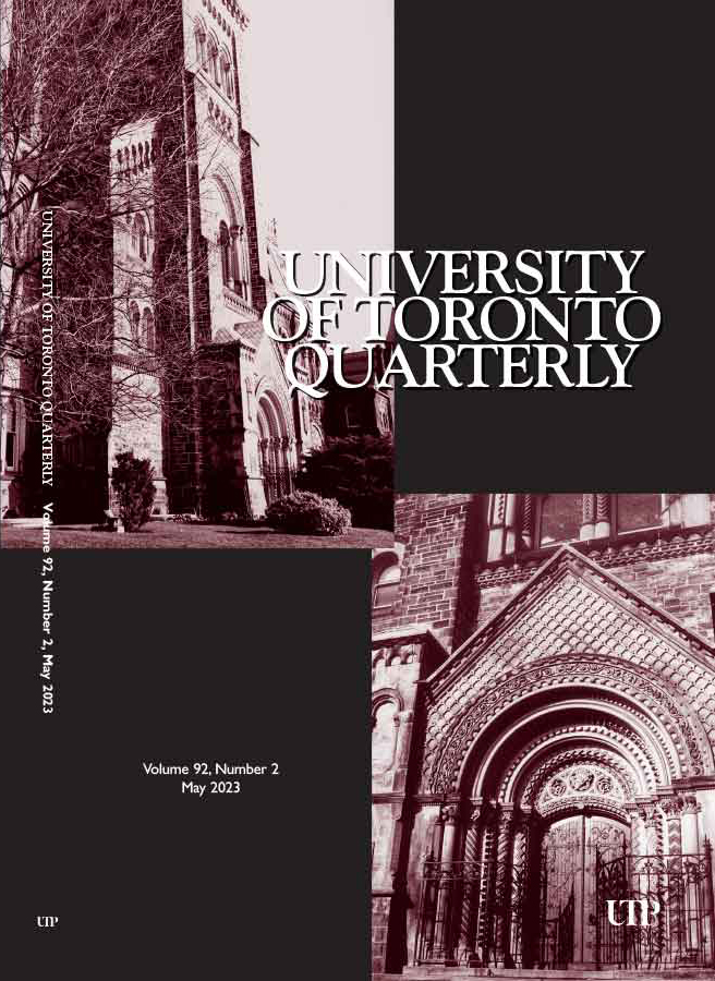 The cover of University of Toronto Quarterly 92.2 featuring a photo of Hart House.
